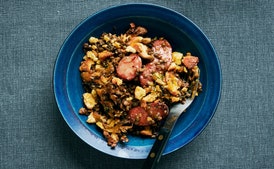 Troškinys su dešra ir lęšiais 'Kielbassoulet'